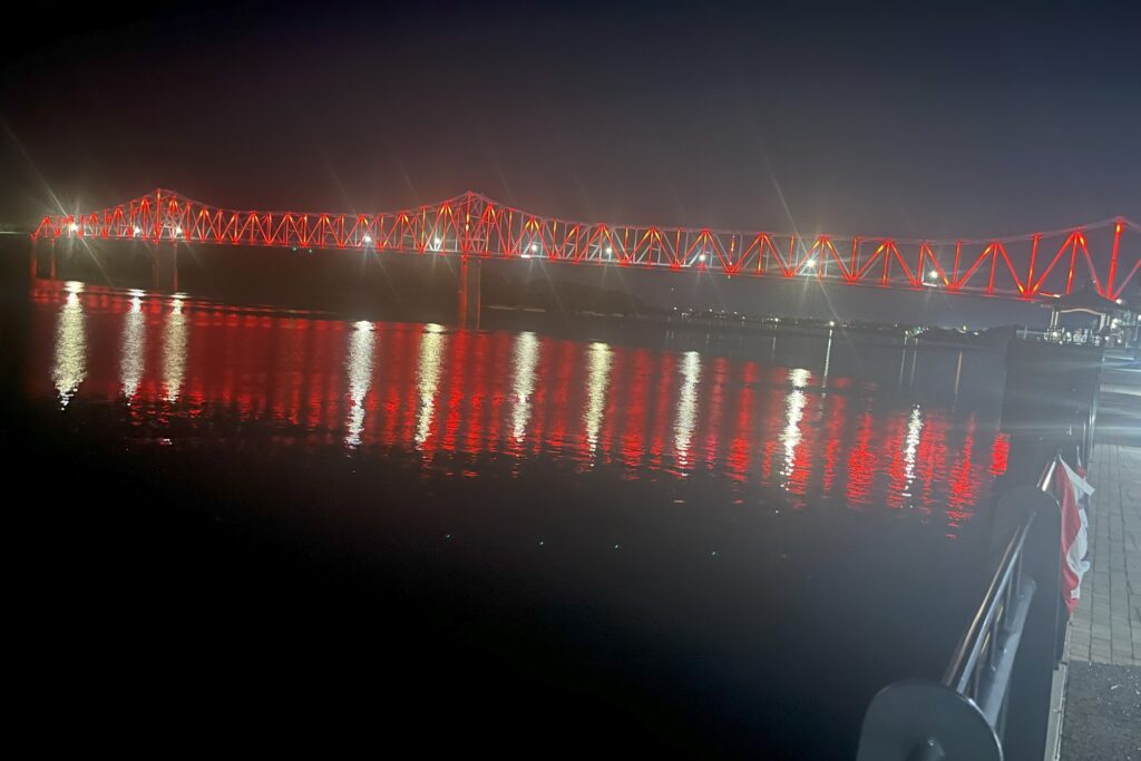 The bridge is a sight to see at night during Friday After 5.